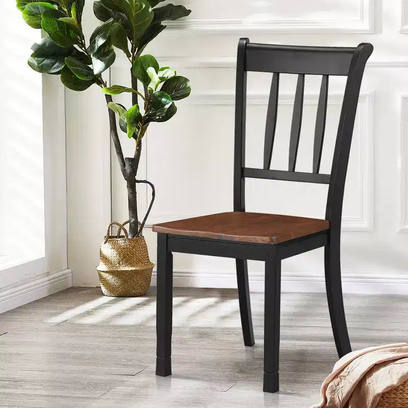 Costway Set di 2 Sedie da Pranzo in Legno con Schienale Alto per Cucina Whitesburg Sedia Laterale Bianco Nero