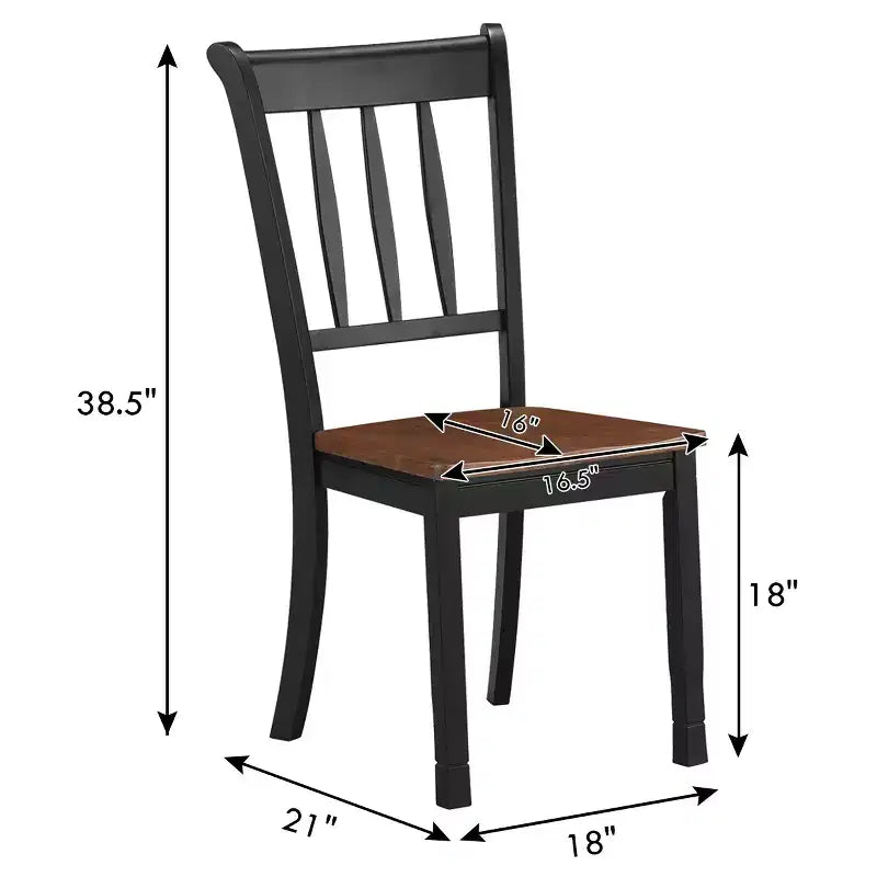 Costway Set di 2 Sedie da Pranzo in Legno con Schienale Alto per Cucina Whitesburg Sedia Laterale Bianco Nero