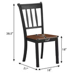 Costway Set di 2 Sedie da Pranzo in Legno con Schienale Alto per Cucina Whitesburg Sedia Laterale Bianco Nero