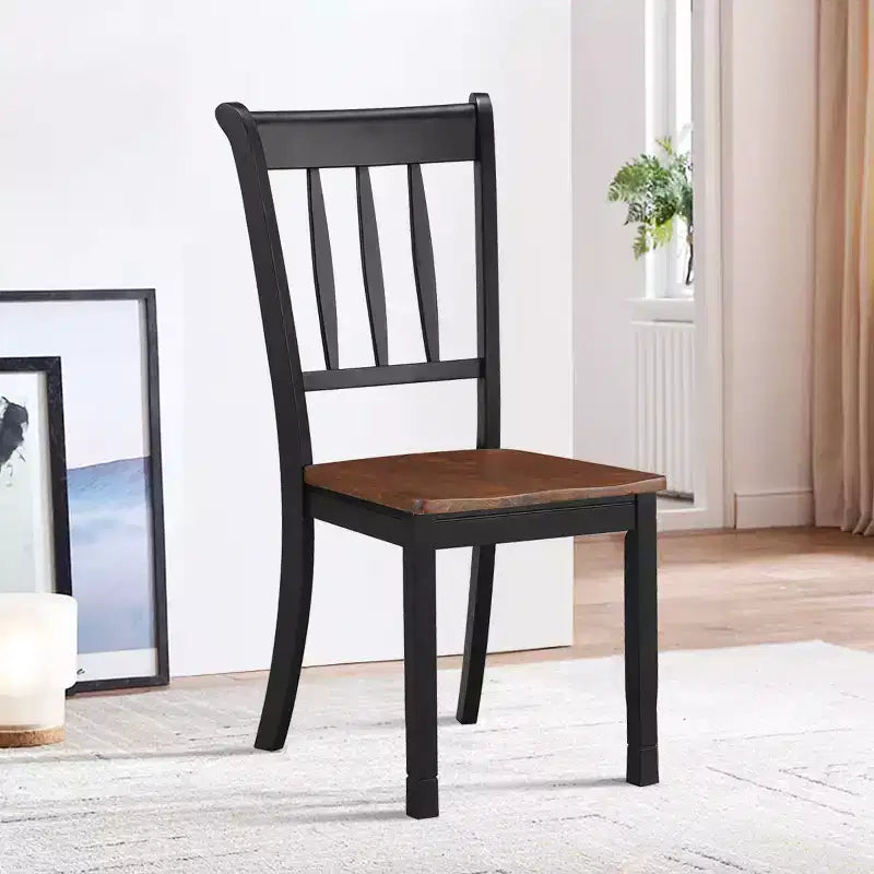 Costway Set di 2 Sedie da Pranzo in Legno con Schienale Alto per Cucina Whitesburg Sedia Laterale Bianco Nero