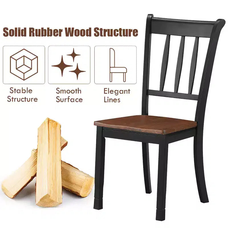 Costway Set di 2 Sedie da Pranzo in Legno con Schienale Alto per Cucina Whitesburg Sedia Laterale Bianco Nero