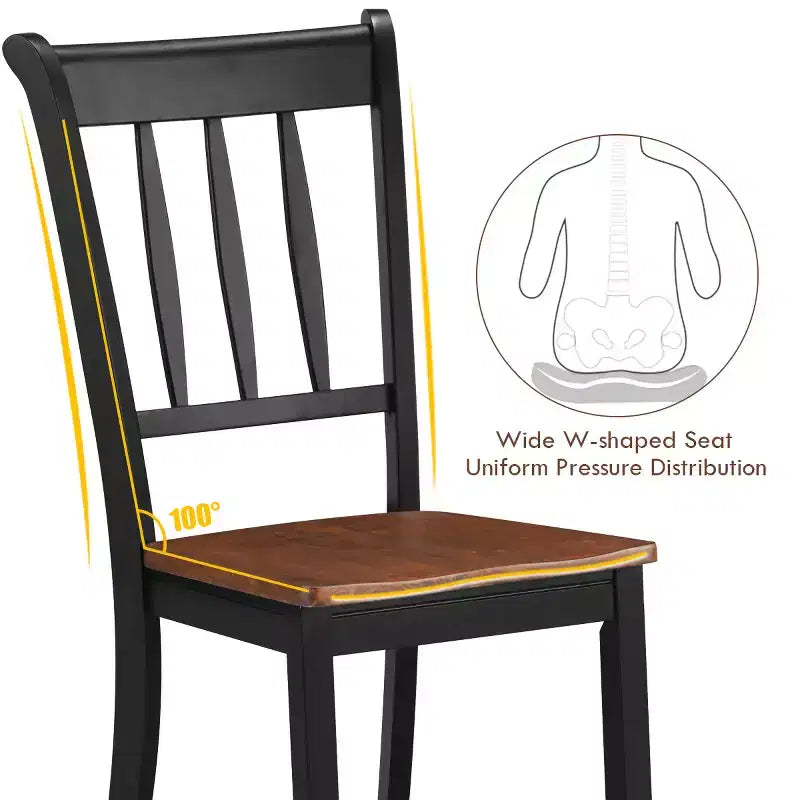 Costway Set di 2 Sedie da Pranzo in Legno con Schienale Alto per Cucina Whitesburg Sedia Laterale Bianco Nero