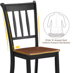 Costway Set di 2 Sedie da Pranzo in Legno con Schienale Alto per Cucina Whitesburg Sedia Laterale Bianco Nero