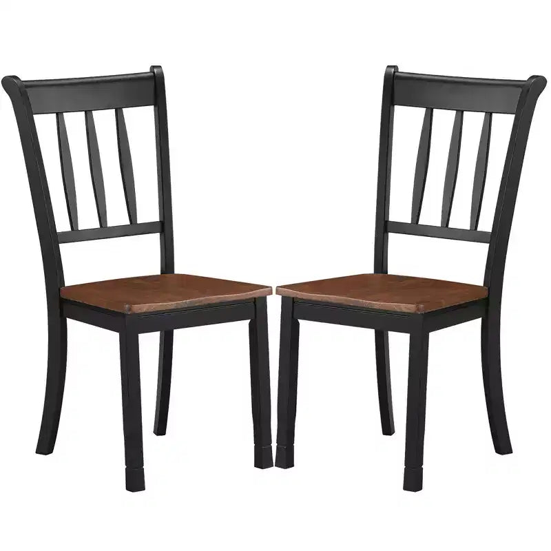 Costway Set di 2 Sedie da Pranzo in Legno con Schienale Alto per Cucina Whitesburg Sedia Laterale Bianco Nero