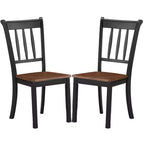 Costway Set di 2 Sedie da Pranzo in Legno con Schienale Alto per Cucina Whitesburg Sedia Laterale Bianco Nero