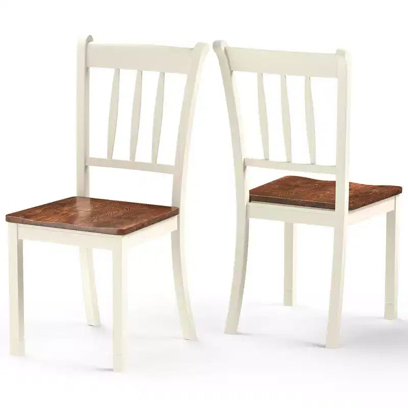 Costway Set di 2 Sedie da Pranzo in Legno con Schienale Alto per Cucina Whitesburg Sedia Laterale Bianco Nero