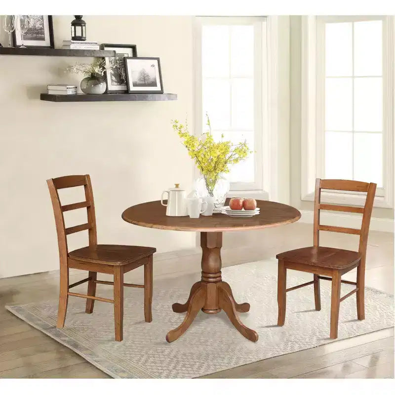 42 Albion Drop Leaf Dining Table with 4 Madrid Ladderback Chairs - International Concepts