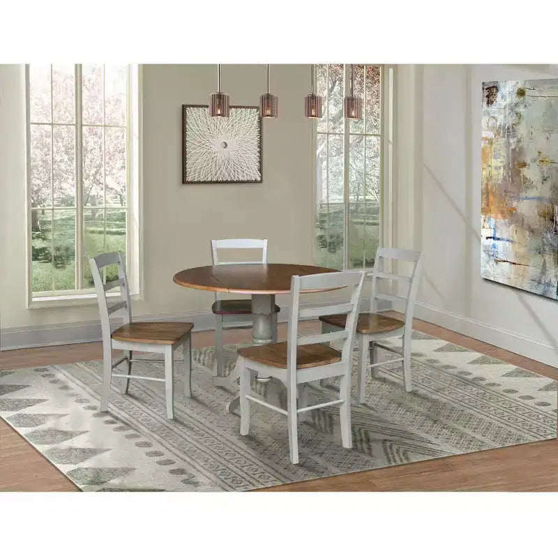 42 Albion Drop Leaf Dining Table with 4 Madrid Ladderback Chairs - International Concepts