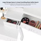 Costway Bianco Toeletta Gioielli Trucco Tavolo da Trucco Sgabello Cassetto