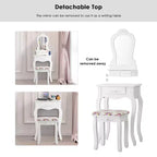 Costway Bianco Toeletta Gioielli Trucco Tavolo da Trucco Sgabello Cassetto