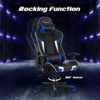 Costway Massage Gaming Chair Reclining Swivel Racing Office Chair w/Lumbar Support White\Blue\Grey\Red