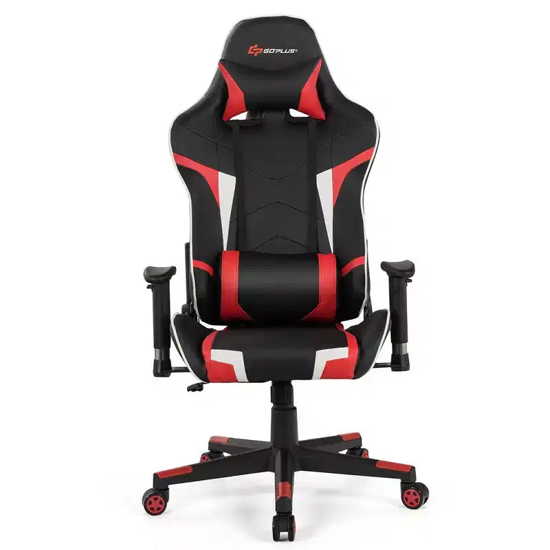 Sedia Gaming da Massaggio Costway Reclinabile Girevole da Ufficio da Corsa con Supporto Lombare Bianco\Blu\Grigio\Rosso