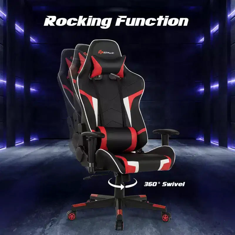 Sedia da gioco massaggiante Costway, reclinabile, girevole, da ufficio, da corsa, con supporto lombare