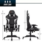 Sedia da gioco massaggiante Costway, reclinabile, girevole, da ufficio, da corsa, con supporto lombare