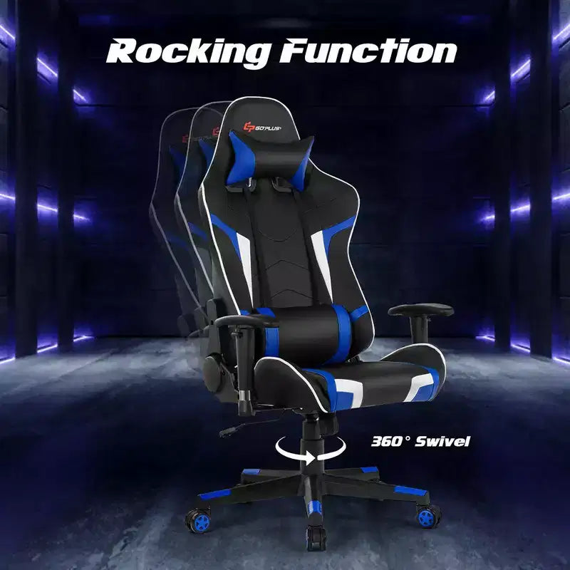 Sedia da gioco massaggiante Costway, reclinabile, girevole, da ufficio, da corsa, con supporto lombare