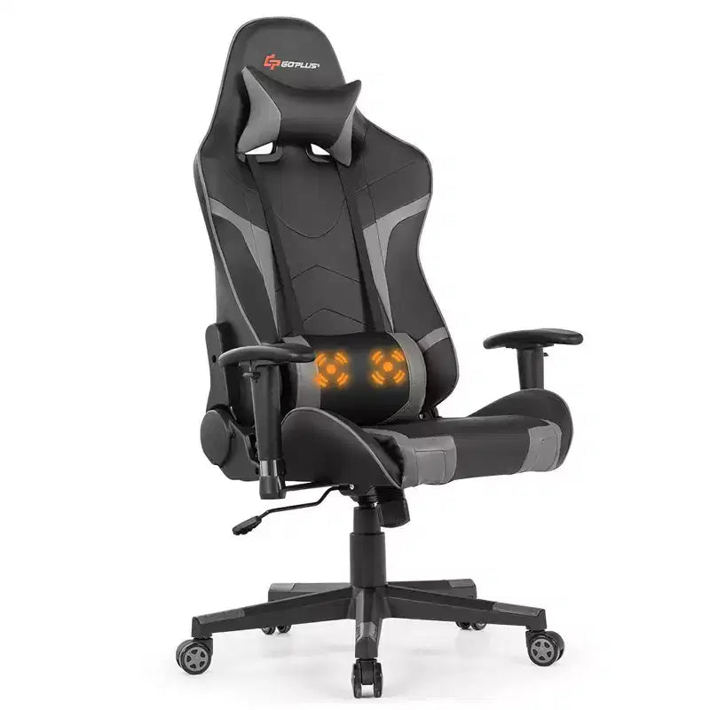 Sedia da gioco massaggiante Costway, reclinabile, girevole, da ufficio, da corsa, con supporto lombare