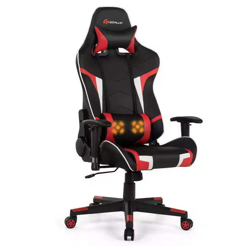 Sedia da gioco massaggiante Costway, reclinabile, girevole, da ufficio, da corsa, con supporto lombare