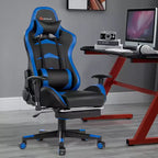 Sedia Gaming Massaggiante Reclinabile Girevole da Ufficio Costway con Poggiapiedi