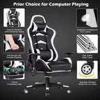 Sedia Gaming Massaggiante Reclinabile Girevole da Ufficio Costway con Poggiapiedi