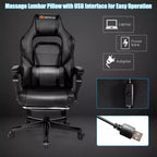 Costway Massage Gaming Chair Reclining Racing Computer Office Chair with Footrest White\ Black\Blue\Red