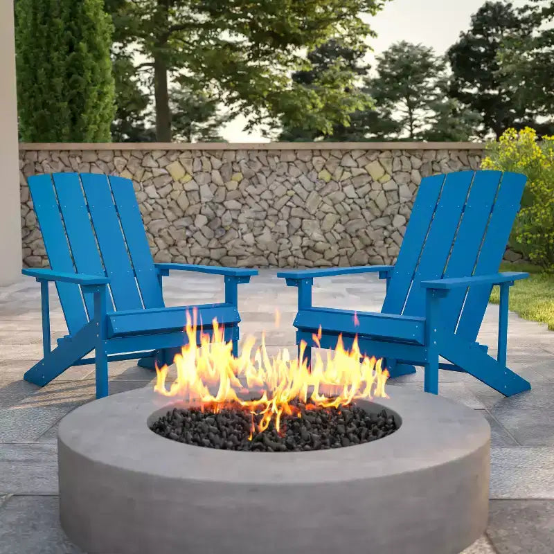 Flash Furniture Set of 2 Charlestown All-Weather Poly Resin Wood Adirondack Chairs