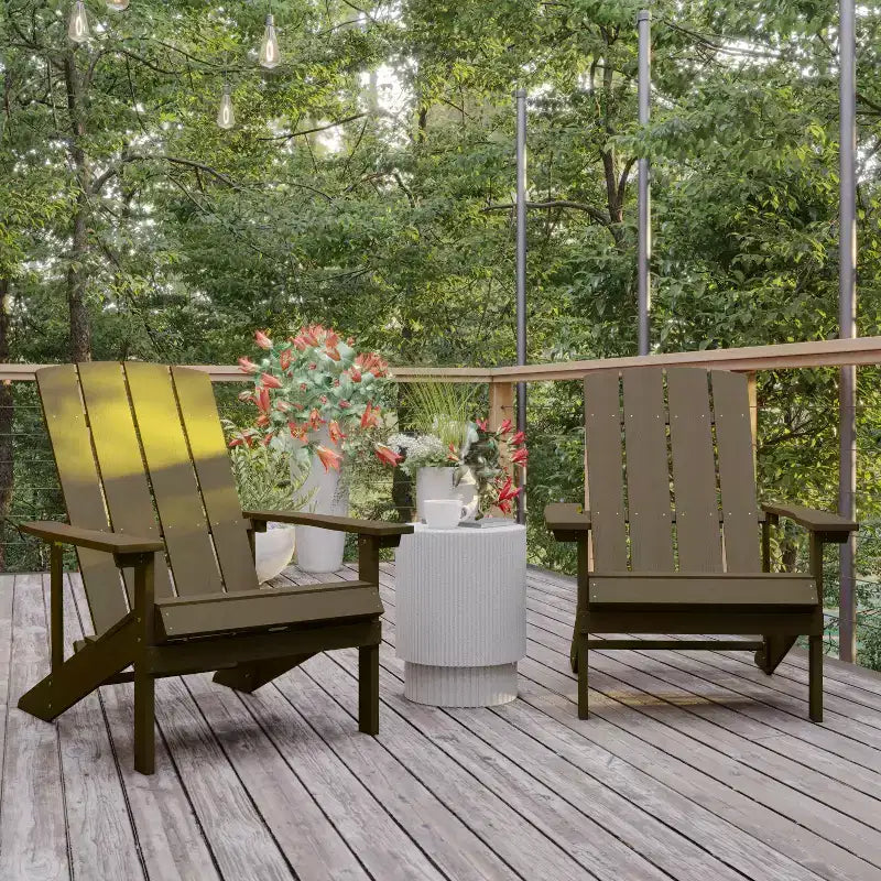 Flash Furniture Set of 2 Charlestown All-Weather Poly Resin Wood Adirondack Chairs