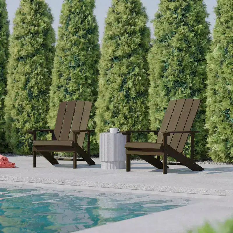 Flash Furniture Set of 2 Charlestown All-Weather Poly Resin Wood Adirondack Chairs