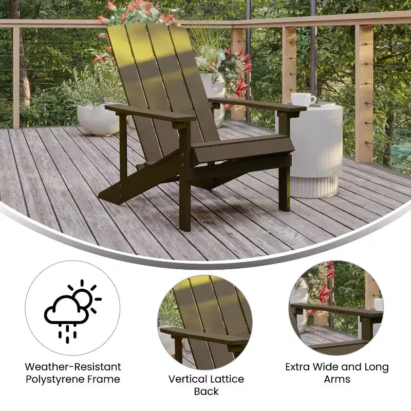 Flash Furniture Set of 2 Charlestown All-Weather Poly Resin Wood Adirondack Chairs