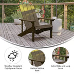 Flash Furniture Set of 2 Charlestown All-Weather Poly Resin Wood Adirondack Chairs