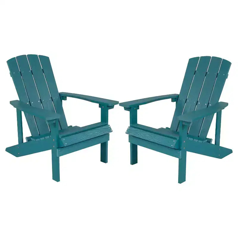 Flash Furniture Set di 2 sedie Adirondack Charlestown in legno di poliresina per tutte le stagioni