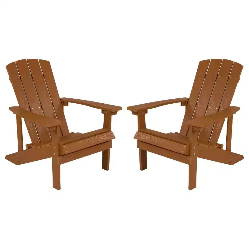 Flash Furniture Set di 2 sedie Adirondack Charlestown in legno di poliresina per tutte le stagioni