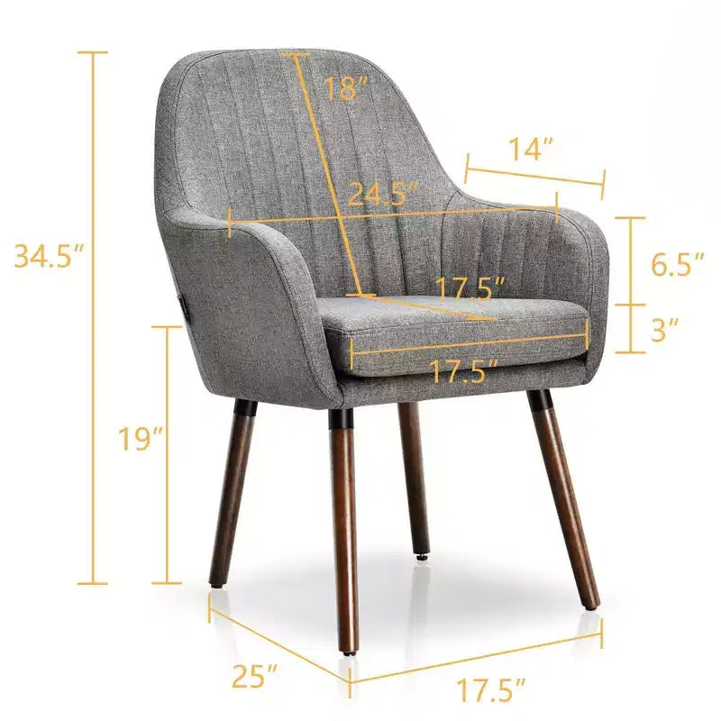 Costway Set di 4 Sedie da Pranzo Imbottite con Braccioli e Gambe in Legno Beige/Grigio