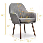 Costway Set di 4 Sedie da Pranzo Imbottite con Braccioli e Gambe in Legno Beige/Grigio