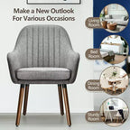 Costway Set di 4 Sedie da Pranzo Imbottite con Braccioli e Gambe in Legno Beige/Grigio