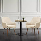 Costway Set di 4 Sedie da Pranzo Imbottite con Braccioli e Gambe in Legno Beige/Grigio