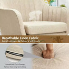 Costway Set di 4 Sedie da Pranzo Imbottite con Braccioli e Gambe in Legno Beige/Grigio