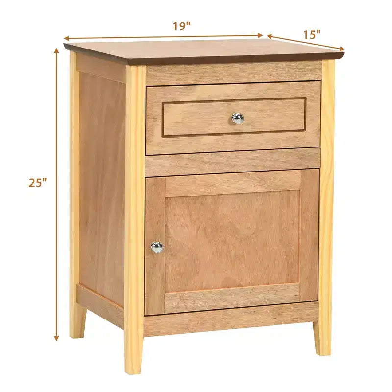 Costway 2 comodini con cassetto, tavolo laterale/di appoggio, mobiletto contenitore bianco/naturale