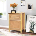 Costway 2 comodini con cassetto, tavolo laterale/di appoggio, mobiletto contenitore bianco/naturale