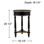 55 Downing Street Tavolino d'Appoggio Rotondo Vintage in Legno Cason 46,3 cm di Larghezza con Ripiano, Finiture Nere e Dorate per Soggiorno, Camera da Leto, Comodino, Ingresso