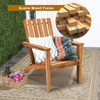 Costway 2PCS Patio Acacia Wood Adirondack Chair Lounge Armchair sturdy Outdoor Garden