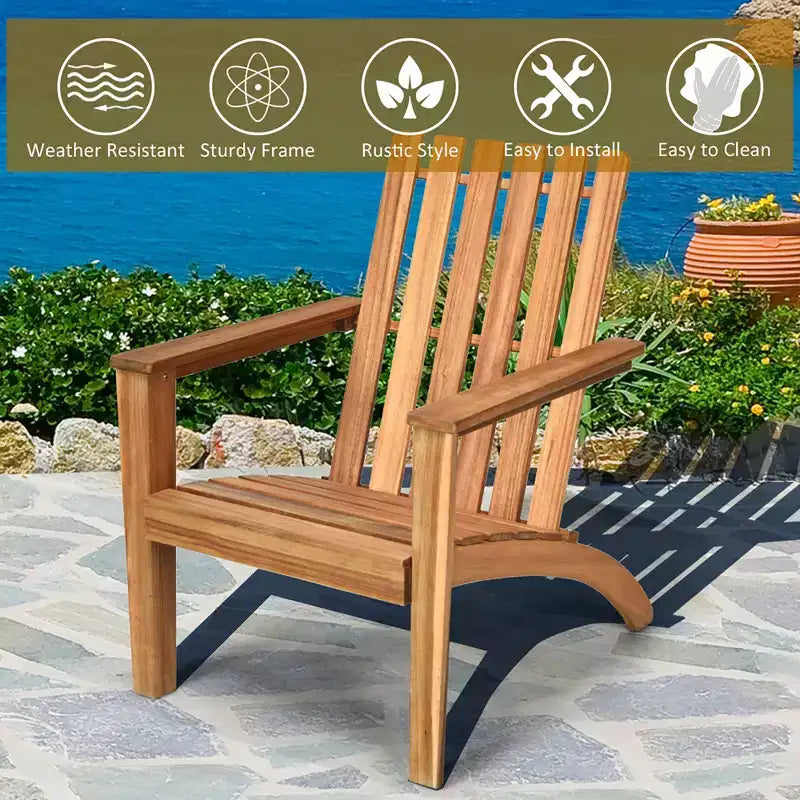 Costway 2PCS Patio Acacia Wood Adirondack Chair Lounge Armchair sturdy Outdoor Garden