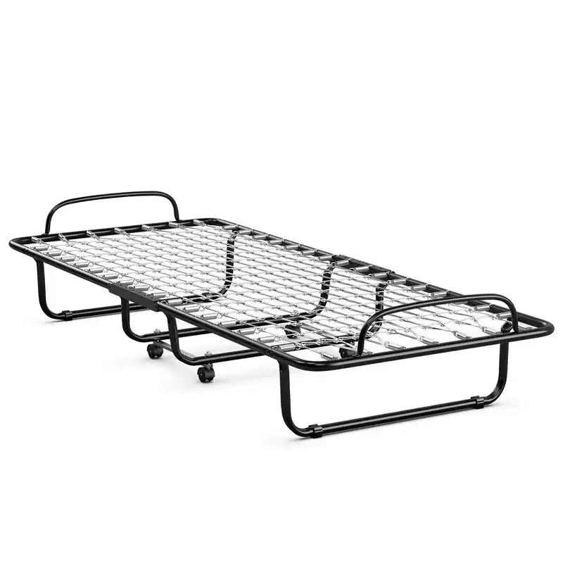Letto pieghevole avvolgibile Costway in metallo con materasso in memory foam, brandina per ospiti, Made in Italy