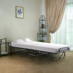 Letto pieghevole avvolgibile Costway in metallo con materasso in memory foam, brandina per ospiti, Made in Italy