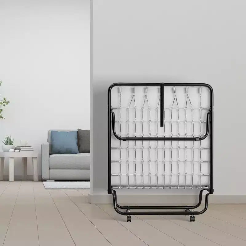 Letto pieghevole avvolgibile Costway in metallo con materasso in memory foam, brandina per ospiti, Made in Italy
