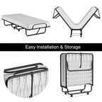 Letto pieghevole avvolgibile Costway in metallo con materasso in memory foam, brandina per ospiti, Made in Italy