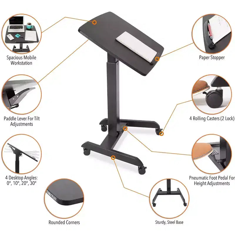 Leggio Mobile Inclinabile Cruizer 360 con Regolazione Pneumatica dell'Altezza Nero Stand Steady