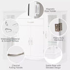 Costway Buffet Storage Cabinet Console Cupboard W/Glass Door Drawers Kitchen Dining Room