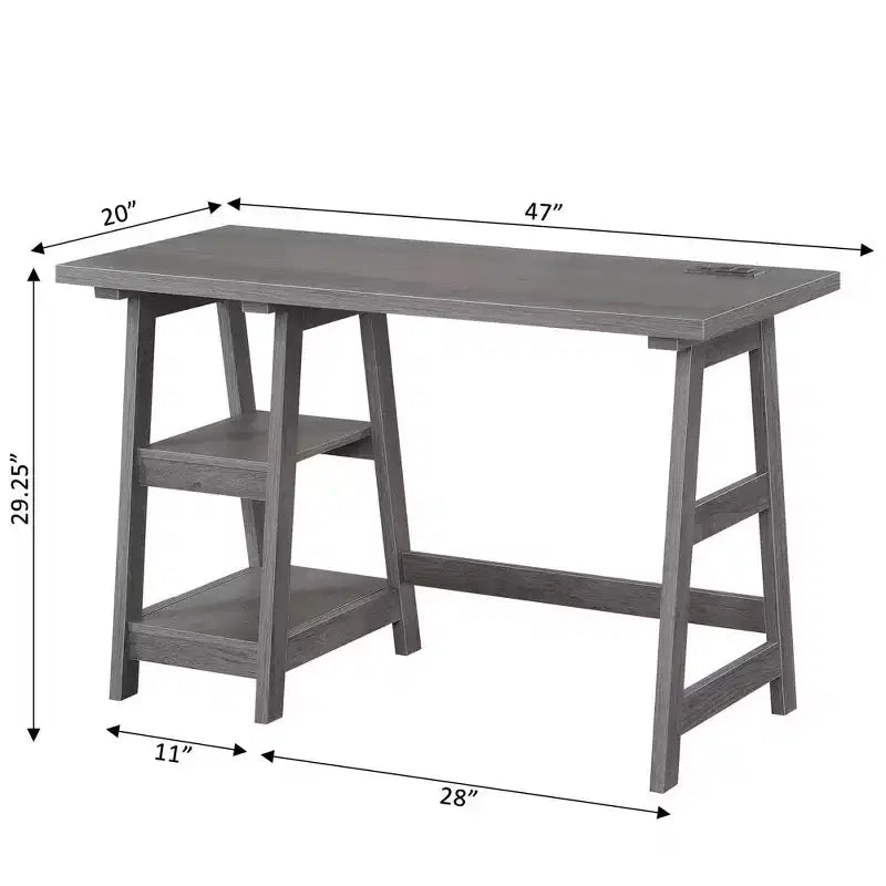 Designs2Go Trestle Desk with Charging Station and Shelves - Breighton Home