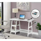 Designs2Go Trestle Desk with Charging Station and Shelves - Breighton Home