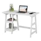 Designs2Go Trestle Desk with Charging Station and Shelves - Breighton Home